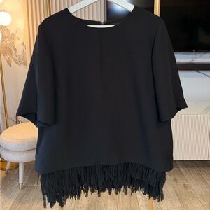 Banana Republic Black Top with Fringe Detail